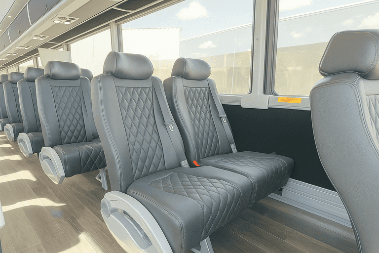 interior of Palmdale Shuttle Bus Rentals charter bus